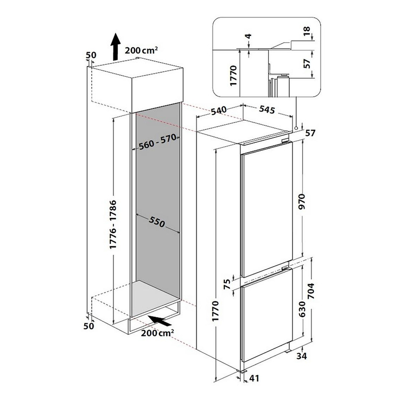 Вграден хладилник с фризер Whirlpool WHC18 T574 P , 250 l, C , No Frost - Image 6
